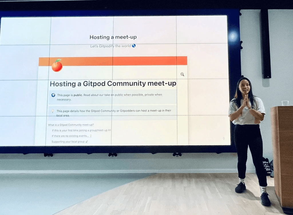 Gitpod logo representing Pauline's pivot to developer relations, building a thriving developer community and creating technical content reaching thousands of developers worldwide from 2021 to 2024